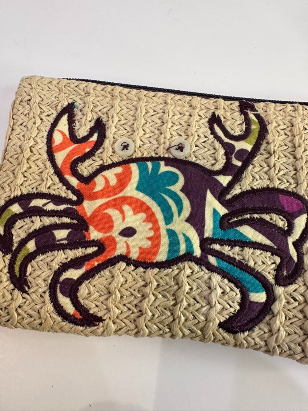 Straw Woven Crab Clutch Beach Coastal Summer Boho Bag